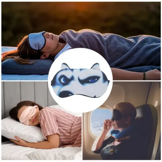 Unique Bargains Portable Husky Sleep Mask Black White 1 Pc image {2}