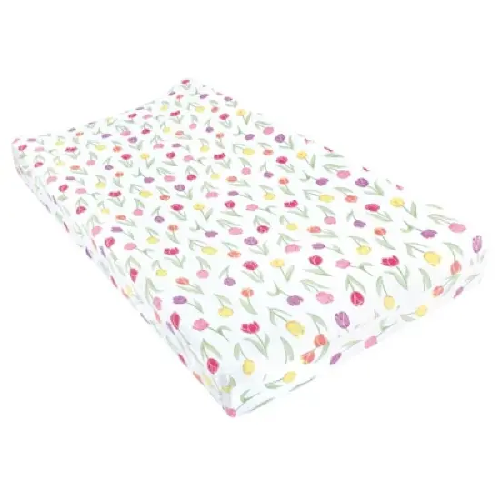 Hudson Baby Infant Girl Changing Pad Cover, Spring Tulips, One Size image {2}