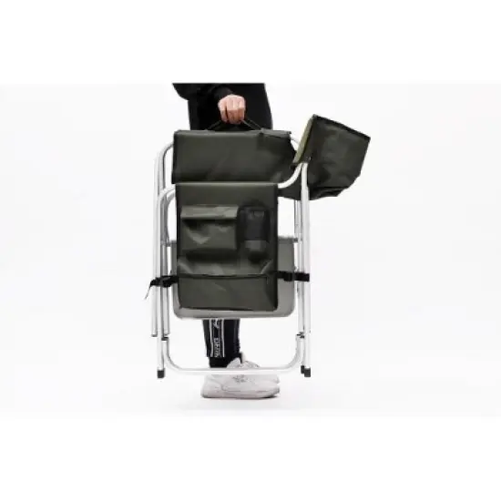 YUHAO 2PCS Outdoor Storage Pockets Lightweight Oversized Directors Chair，Padded Folding Outdoor Chair for Camping Picnics Fishing，Green image {8}