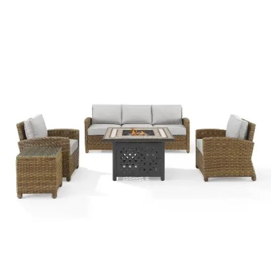 Bradenton 5pc Outdoor Wicker Conversation Set with Fire Table -  Crosley
 image {5}