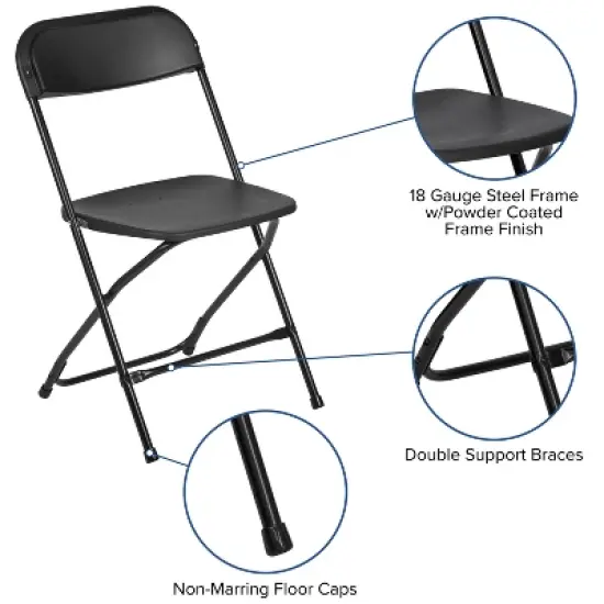 Flash Furniture Hercules&trade; Series Plastic Folding Chair - 6 Pack 650LB Weight Capacity image {9}