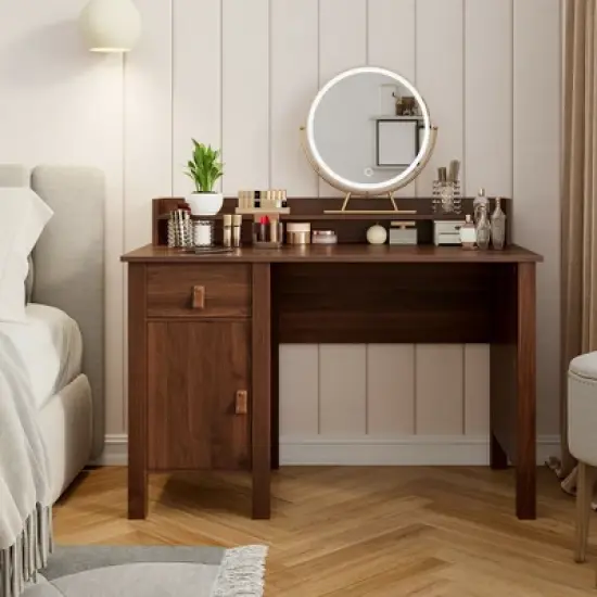 Costway Computer Desk Home Office Writing Workstation w/ Drawer & Hutch image {4}