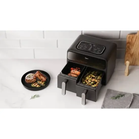 Midea 8.4qt Two-Zone Air Fryer: Dual Baskets, Digital Control, Nonstick, Cool Touch, 1650W, Black image {9}
