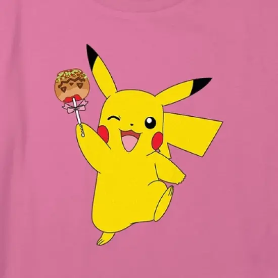 Girl's Pokemon Halloween Pikachu Jack-o'-Lantern Lollipop Crop Top T-Shirt image {1}