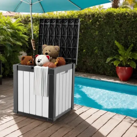 50 Gallon Resin Deck Box, Lockable Waterproof Ourdoor Storage Container for Pool Accessories, Patio and Garden Tools image {7}