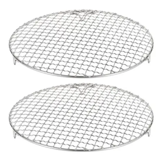 Unique Bargains Stainless Steel Round Cross Wire Barbecue Grill with Legs image {8}