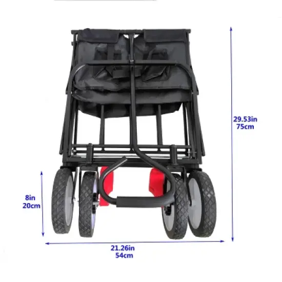 YONWAY Collapsible Outdoor Utility Wagon Cart with Cup Holder, Large Capacity Folding Wagon Garden Shopping Beach Cart with Brake image {14}