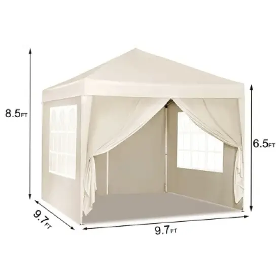 10&times;10 FT Gazebo, Portable Folding Canopy with Removable Sidewalls, UV-Resistant Gazebo, Gazebo with Weight Bag and Carry Bag-Coolbibila image {6}