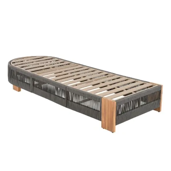 Christopher Knight Home Lariya Outdoor Adjustable Acacia Wood and Rope Chaise Lounge image {8}