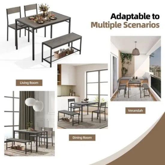 EROMMY Space-Saving Dining Table Set &ndash; Featuring a Stylish Faux Marble or Wood Grain Table with Modern Chairs - Grey image {4}