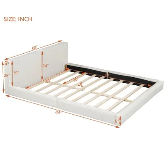 Queen Size Upholstered Wooden Platform Bed Frame with Headboard 4S -ModernLuxe image {2}