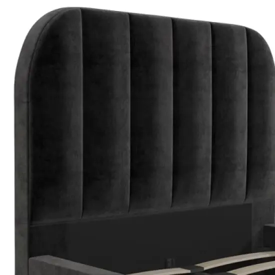 Cara Velvet Upholstered Bed - Room & Joy image {3}