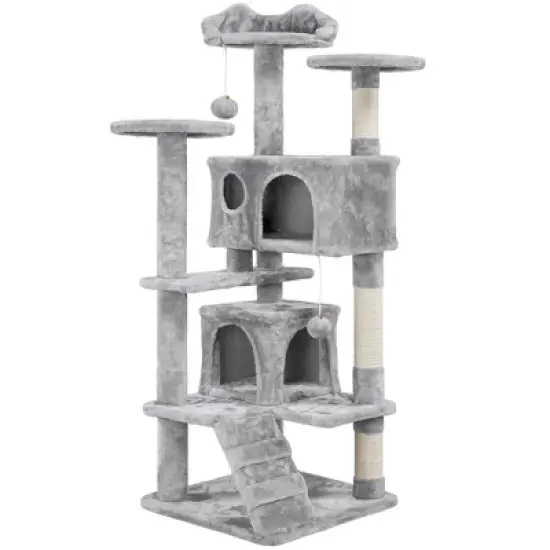 Yaheetech 54"H Cat Tree with 2 Condos for Kittens Small Cats image {10}