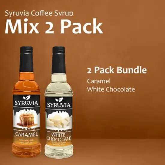 Syruvia Coffee Flavors Variety Pack: Caramel & White Chocolate 25.4 fl oz Syrup image {5}