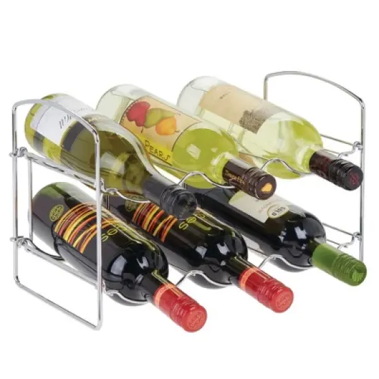 mDesign Collapsible Metal Water Bottle, Wine Rack Holder image {6}
