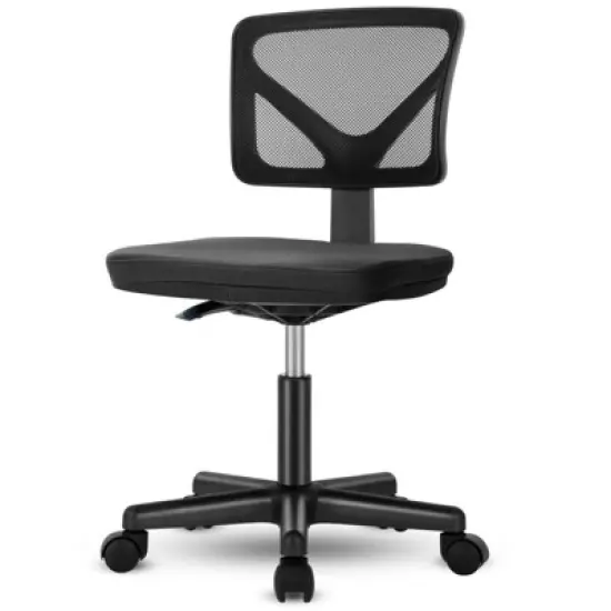 Armless Mesh Office Chair with Adjustable Height and Lumbar Support, Swivel Rolling Computer Desk Chair for Small Spaces image {4}