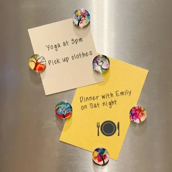 Wrapables Crystal Glass Magnets, Refrigerator Magnets for Office Whiteboards, Cabinets, Lockers (Set of 12), Vibrant Trees image {5}