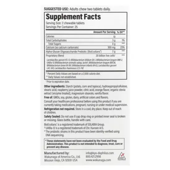 Kyolic Kyo-Dophilus&reg; Pro+ Synbiotic, Berry Smoothie, 50 Chewable Tablets image {1}