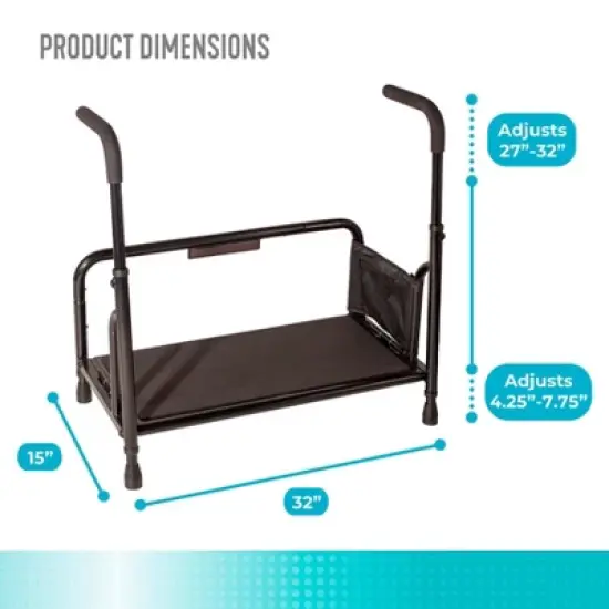 Stander Step Stool, Heavy Duty Bed Step with Adjustable Hand Rails image {7}