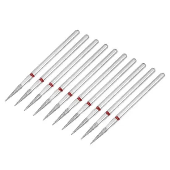Unique Bargains Emery Nail Drill Bit Set for Acrylic Nails 3/32 Inch Nail Art Tools 44.1mm Length Red 10Pcs image {4}