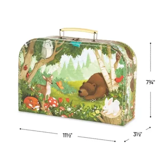HearthSong 15-Piece Woodland-Themed Tin Tea Set for Kids With Carrying Case image {3}