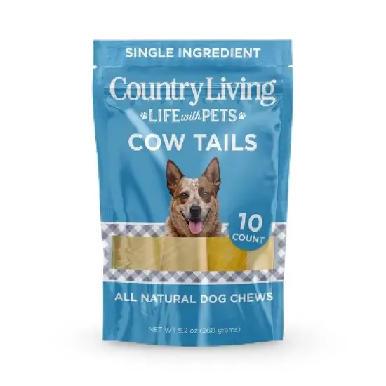 Country Living 5&rdquo;-7&rdquo; Cow Tails Dog Chews &ndash; 10 Count Bag &ndash; All-Natural, Single-Ingredient, Long-Lasting Beef Chews image {1}