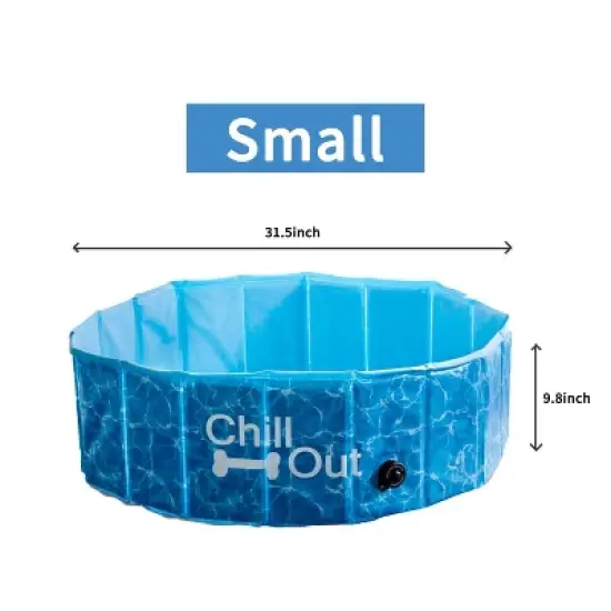 Allforpaws Foldable Dog Pool, Dog Swimming Pool for Outdoor Summer , Blue image {10}