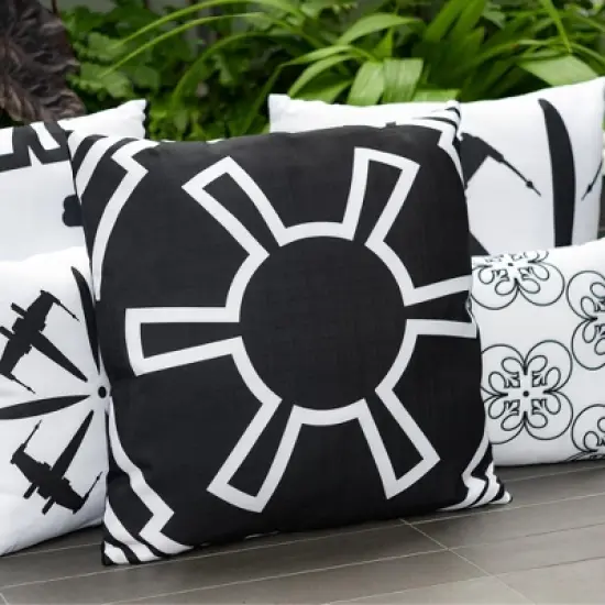 Star Wars White Imperial Symbol 25"x25" Black Square Outdoor Pillow image {5}