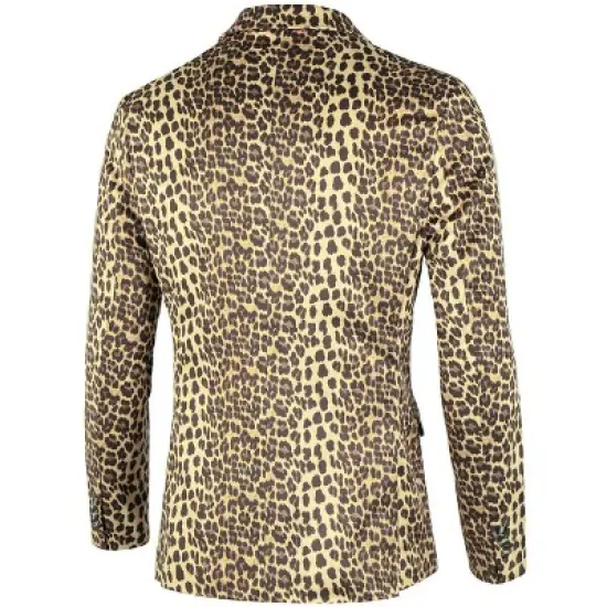 Lars Amadeus Men's Vintage Leopard Print Luxury Notched Lapel Slim Fit Fashion Stylish Jacket Blazer image {1}
