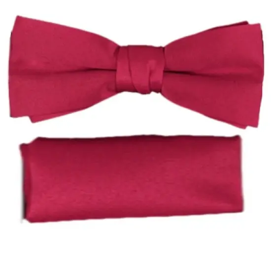 New Men's Solid Pre Tied Bow Tie and Hanky Set image {20}