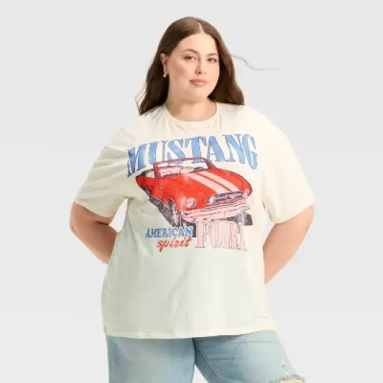 Women's Mustang Oversized Graphic T-Shirt - Off-White image {3}