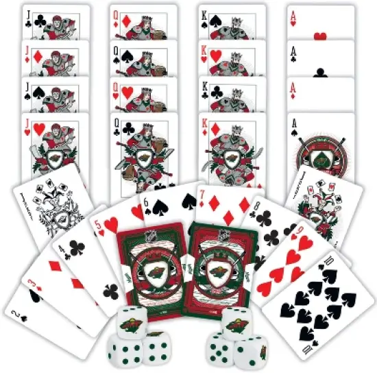 MasterPieces Officially Licensed NHL Minnesota Wild 2-Pack Playing cards & Dice set for Adults image {2}