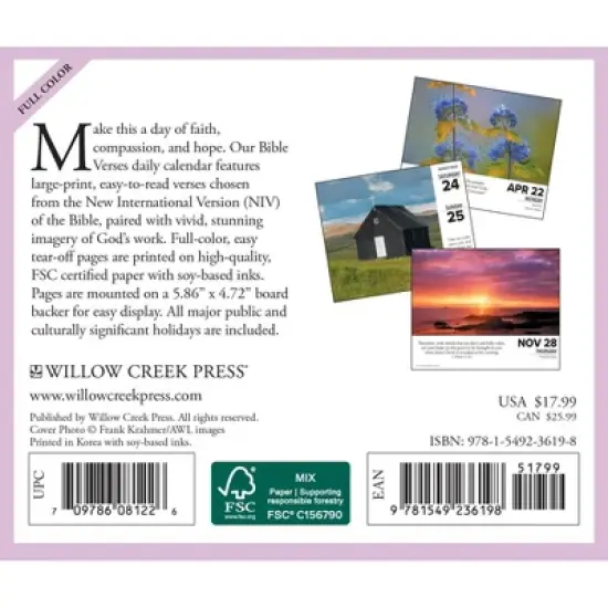 Willow Creek Press 2024 Daily Desk Calendar 5.2"x6.2" Bible Verses image {1}