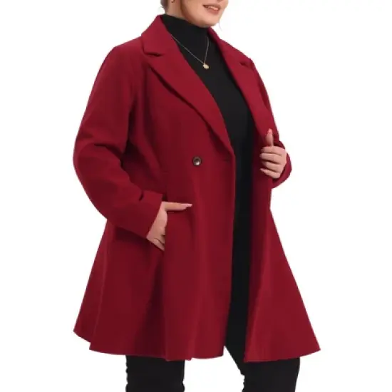 Agnes Orinda Women's Plus Size Elegant A Line Notched Lapel Double Breasted Pea Coats image {5}