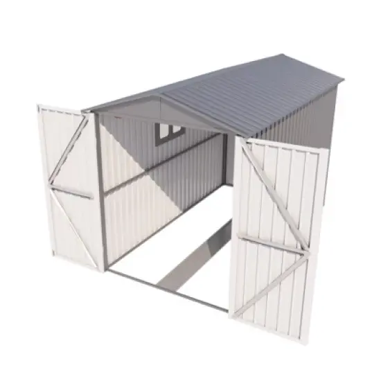 GDFStudio Saxon Motorcycle Outdoor Steel Storage Shed with Window and Tracks image {4}