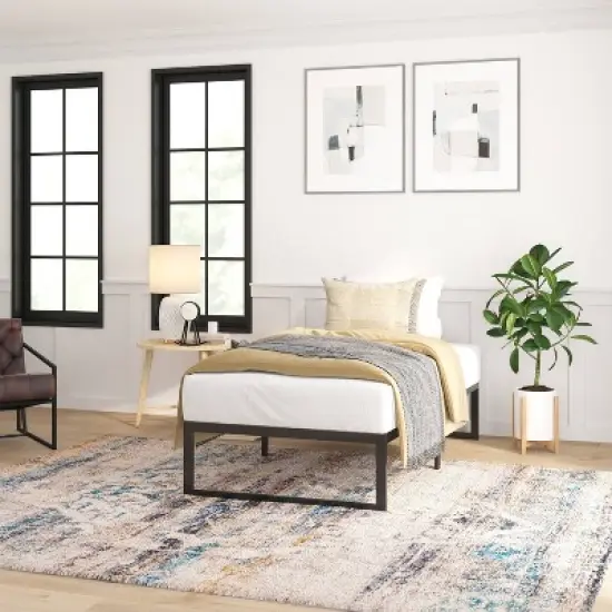 14" Branden Minimalist Steel Platform Bed Frame Black - Taylor & Logan image {9}