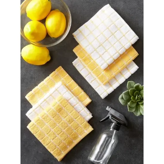 Design Imports  Windowpane Terry Dishcloth Set 6 Piece, 12X12", Yellow image {4}