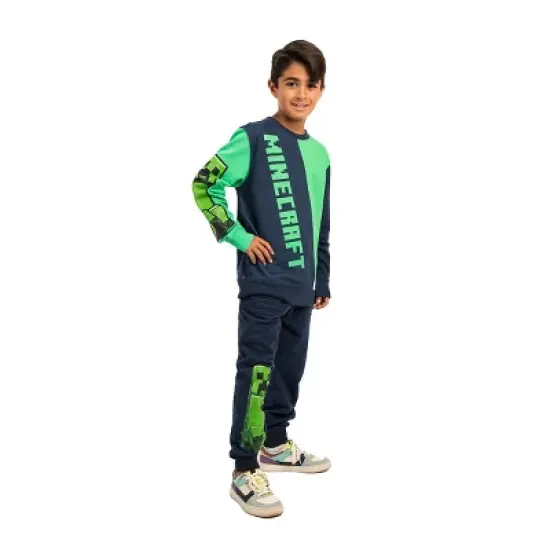Minecraft Block Character and Title Logo Oversized Graphic Youth Sweatshirt and Joggers 2-Piece Set image {2}