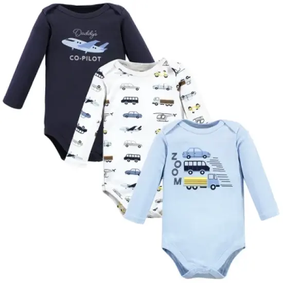 Hudson Baby Infant Boys Cotton Long-Sleeve Bodysuits, Vehicles image {10}