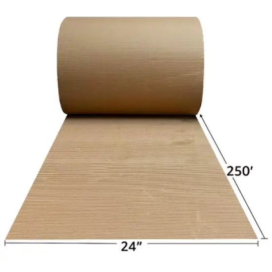 UOFFICE Corrugated Wrap 24" x 250' x 1/8" Thick - B Flute - Cardboard Wrap image {1}