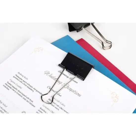 ACCO Large Binder Clips Steel Wire 1 1/16" Cap 2"w Black/Silver Dozen 72100 image {4}