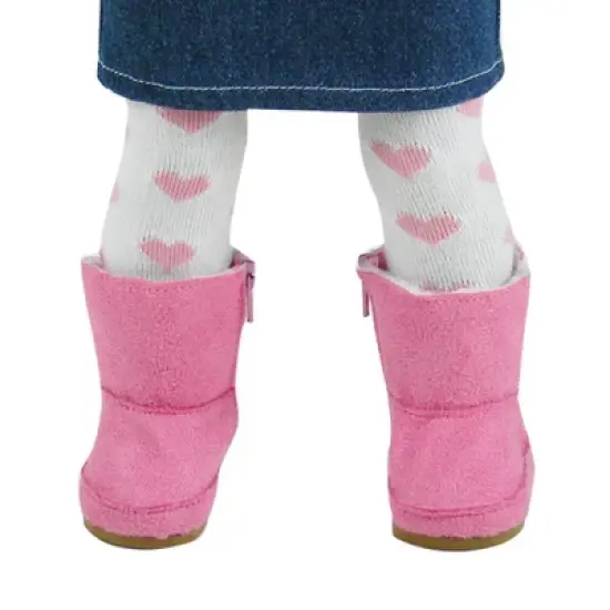 Sophia's 2-Pair, Winter Boots for 18" Dolls, Pink/Gray image {3}