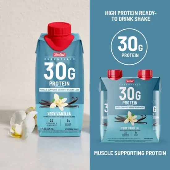 SlimFast Essential Protein Shake - 30g Protein - Vanilla - 11 fl oz/4pk image {4}