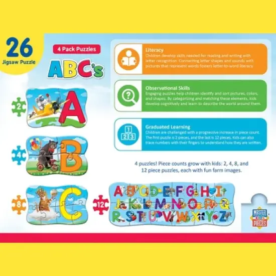 MasterPieces 26 Piece Jigsaw Puzzle for Kids - ABCs 4-Pack - 22.5"x8" image {3}