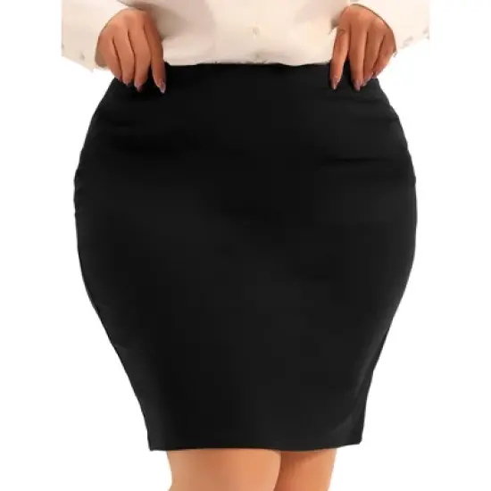Agnes Orinda Women's Plus Size High Waist Stretch Office Work Bodycon Pencil Skirt image {1}