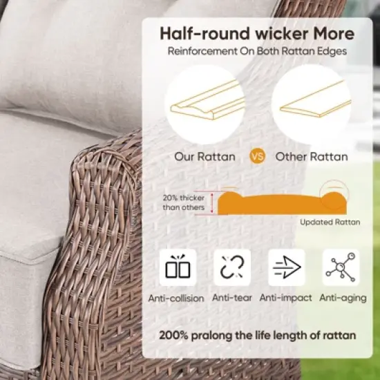 Gymojoy Outdoor Sofa Swivel Chair with Coffee Table Patio Funiture image {10}