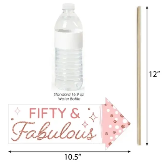 Big Dot of Happiness Funny 50th Pink Rose Gold Birthday - Happy Birthday Party Photo Booth Props Kit - 10 Piece image {2}