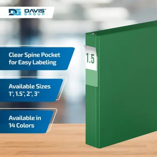 Davis Group 6pk 1.5" Premium Economy Angled D-Ring Binder Green: Hard Cover, 350 Sheet Capacity, 2 Pockets, Polypropylene image {4}