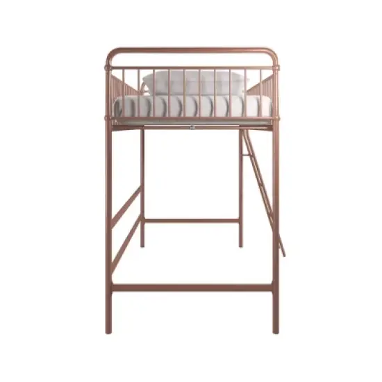 Twin Kaila Metal Loft Bed Rose Gold - Room & Joy image {3}