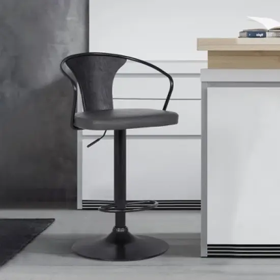 Eagle Adjustable Barstool Gray/Black - Armen Living image {4}